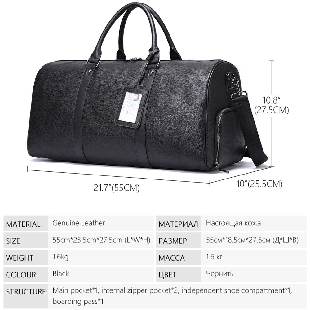 WESTAL100% Genuine Leather Men Travel Bag Real Leather Carry-on Hand Luggage Bags Travel Shoulder Bag Big Totes Bags Male