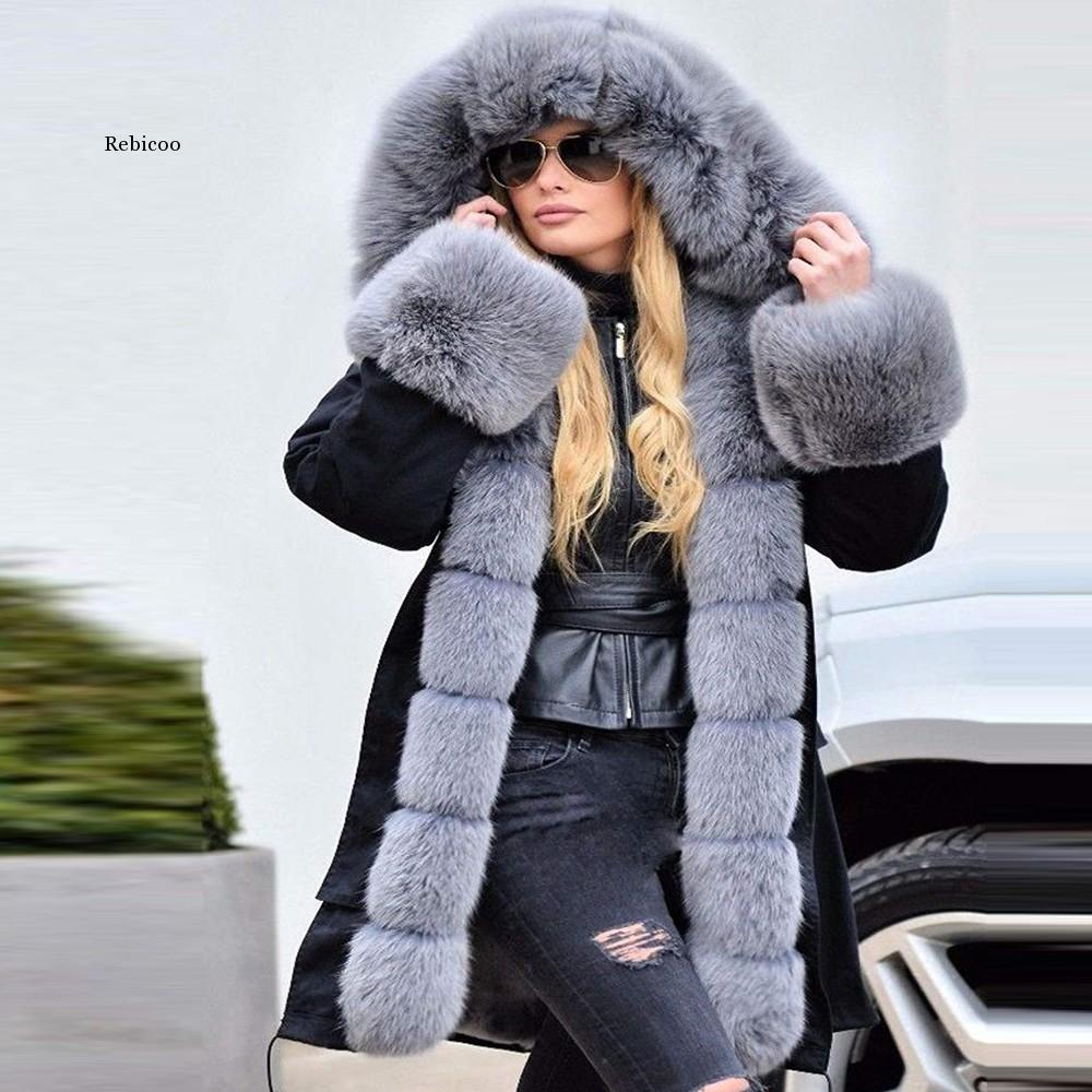 Womens Long Sleeves Faux Coat Winter Jacket Parka Hooded Fishtail Overcoat abrigos mujer invierno winter coat women