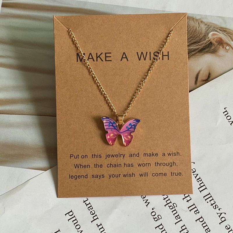 Fashion Women Necklace Korea Style New Butterfly Pendant Necklace Gift For Girl  Cute Lovely Neck Jewelry Wholesale Dropshipping