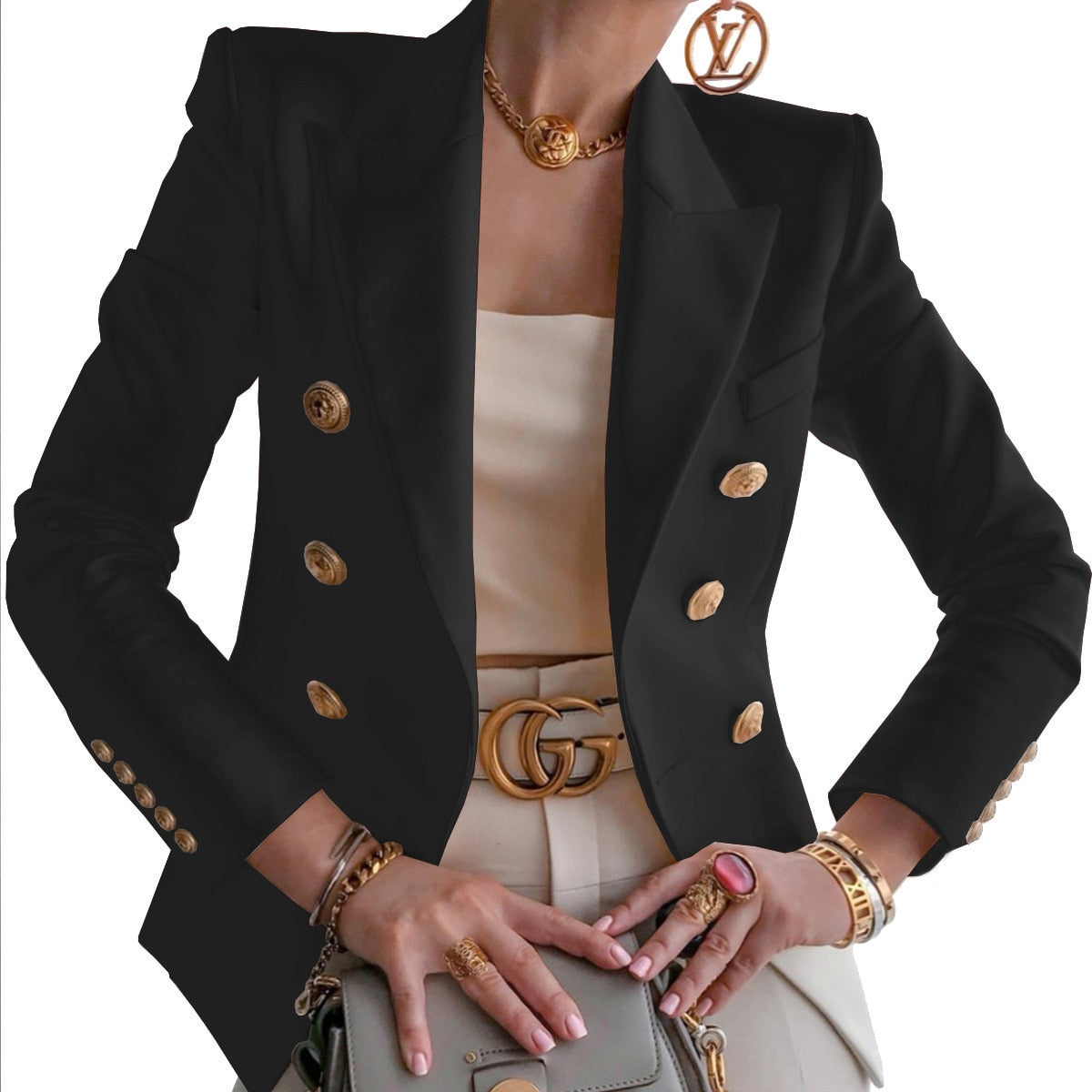 CM.YAYA Women Blazer Solid Full Sleeve Double Breasted Slim Casual Blazers Female Fashion High Streetwear Summer 2021