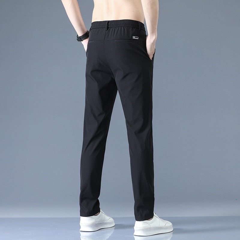 2022 Men&#39;s Trousers Spring Summer New Thin Green Solid Color Fashion Pocket Applique Full Length Casual Work Pants Pantalon