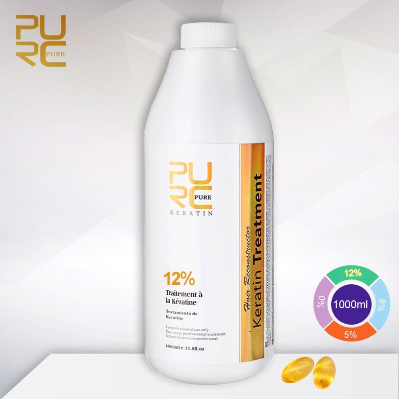 PURC 1000ml Keratin Hair Straightening Smoothing Treatment For Curly Frizzy Hair Care Brazilian Keratin Products Professional