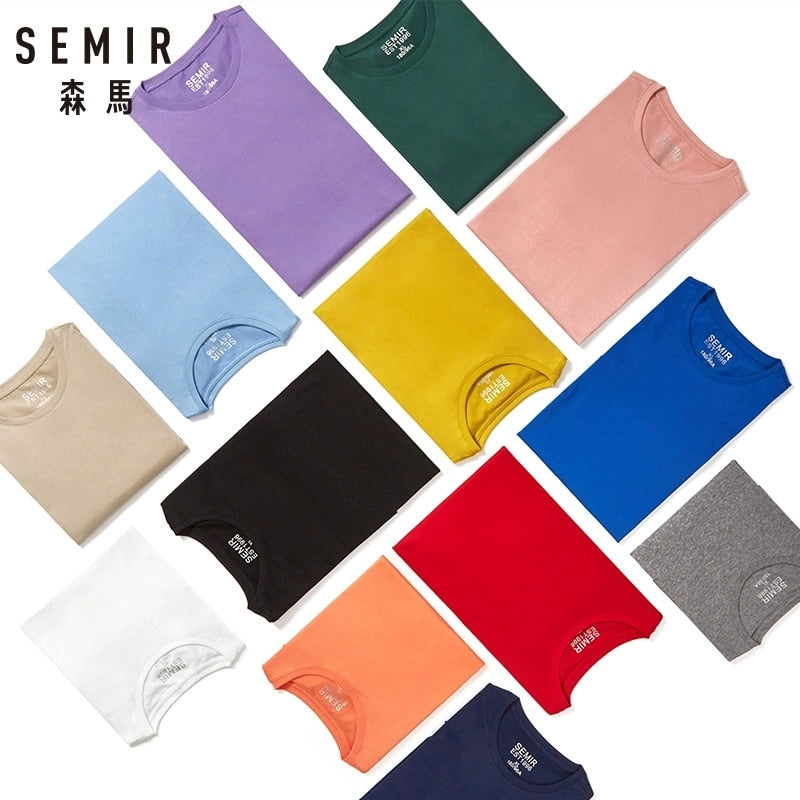 SEMIR summer cotton T shirts men 2021 simple o neck stretch solid new tops clothing casual tshirt man streetwear cool tee shirts