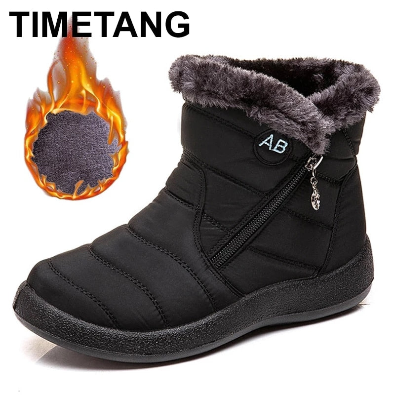 TIMETANG Women&#39;s ankle boots fur boots warm snow boots winter shoes for women waterproof padded boots winter boots womenfootwear