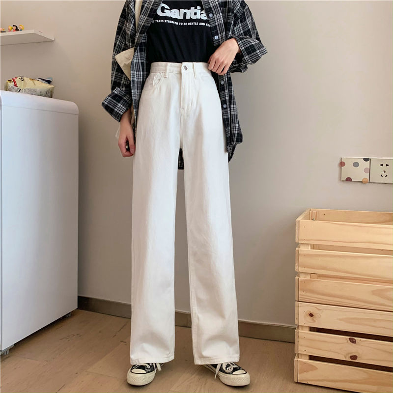 Summer Women Brown Jeans High Waist Loose Straight Wide Leg Denim Female Y2k Casual Streetwear Vintage Baggy Trouser