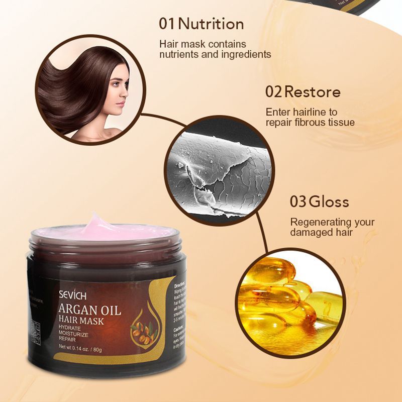 Sevich Argan Oil Moisturize Hair Treatment Mask Repair Damage Hair Root 80g Keratin Hair &amp; Scalp Treatment Deep Hair Care Mask