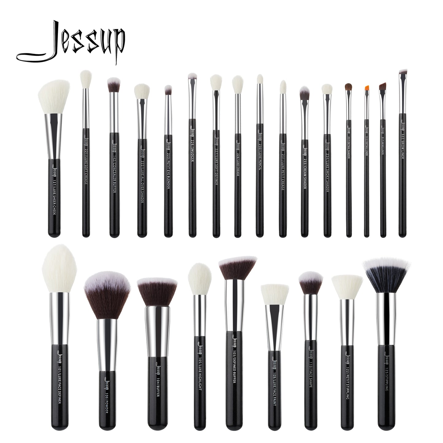 Jessup Makeup Brushes Set Synthetic-Natural Hair Foundation Powder Blush Eyeshadow Blender Liner Beauty Cosmetic Kit 6-25pcs