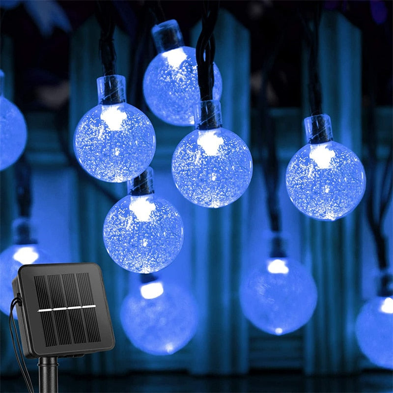 Solar String Lights Outdoor 60 Led Crystal Globe Lights with 8 Modes Waterproof Solar Powered Patio Light for Garden Party Decor