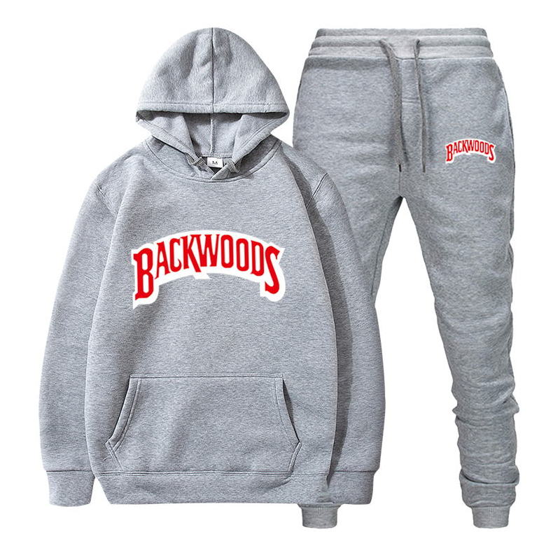 fashion brand Backwoods Men&#39;s Set Fleece Hoodie Pant Thick Warm Tracksuit Sportswear Hooded Track Suits Male Sweatsuit Tracksuit