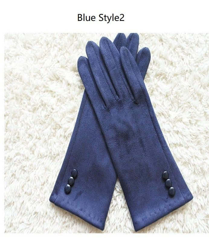 Women Gloves Winter Touch Screen 2021 New Long Style Suede Touch Screen Gloves Black Gray Composite Suede Fashion