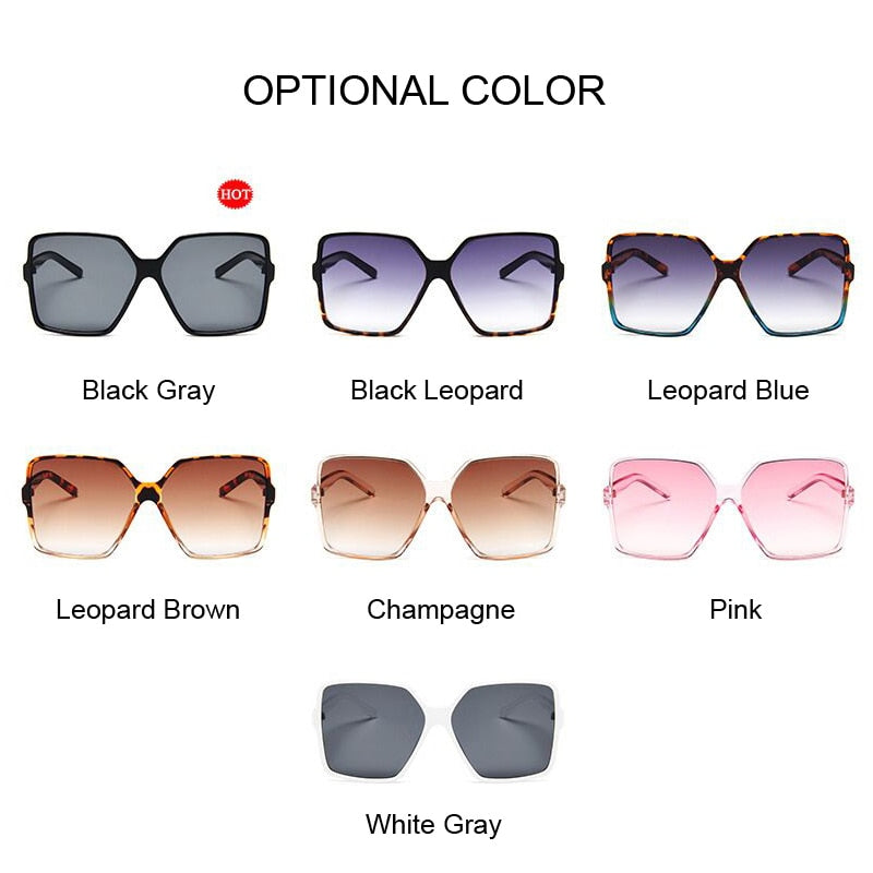 Black Square Oversized Sunglasses Women Big Frame Colorful Sun Glasses Female Mirror Oculos Unisex Gradient Hip Hop Shades