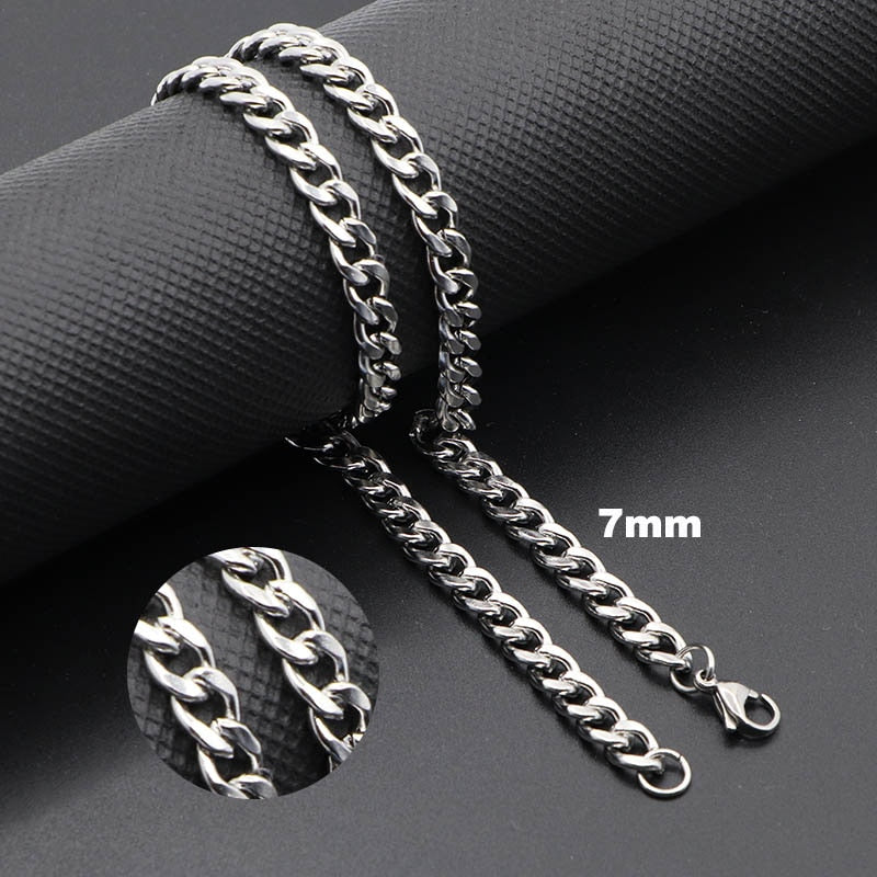 Women Men&#39;s Necklace Stainless Steel Curb Cuban Link NK Chain Silver Color Basic Punk Male Choker Jewelry Gifts Free Shipping