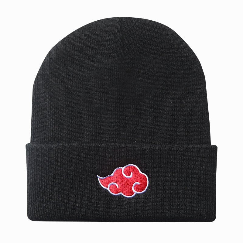 ECOBROS 2021 Beanies Women Autumn Winter Warm Hat Anime Akatsuki Cosplay Red Cloud Embroidery Caps For Men Knitted Bonnet Unisex