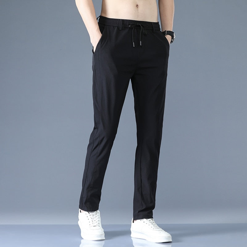 2022 Men&#39;s Trousers Spring Summer New Thin Green Solid Color Fashion Pocket Applique Full Length Casual Work Pants Pantalon