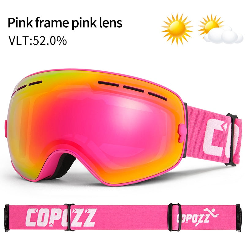 COPOZZ Brand Professional Ski Goggles Double Layers Lens Anti-fog UV400 Big Ski Glasses Skiing Snowboard Men Women Snow Goggles