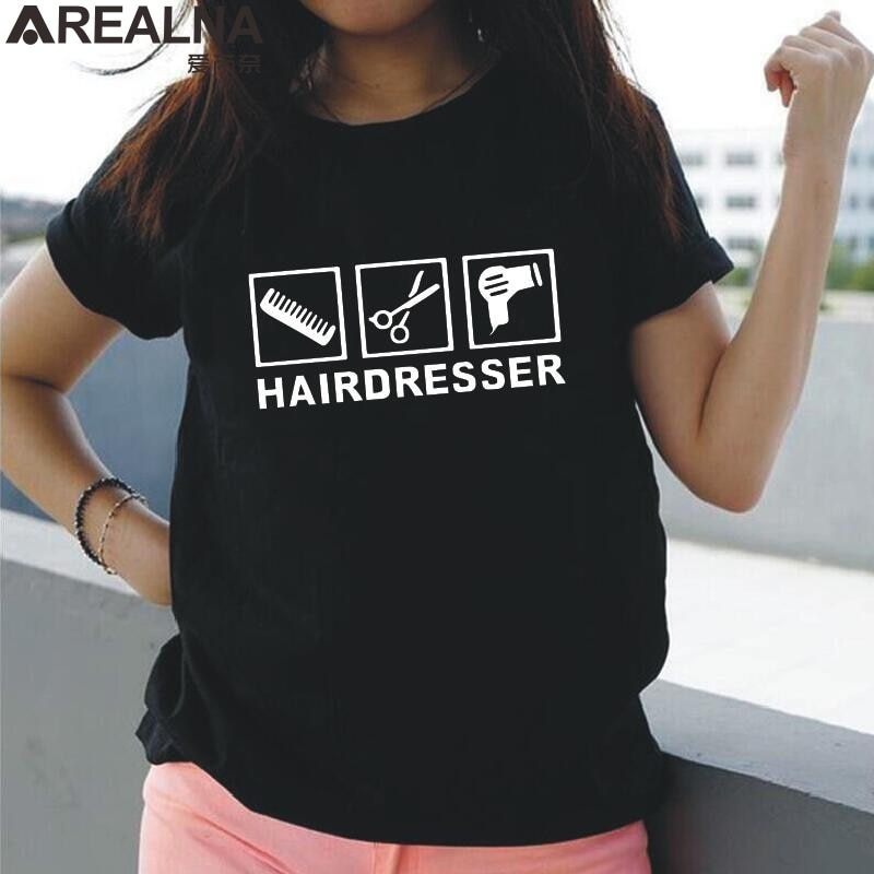 100% Cotton Women Tshirt Short Sleeve Hipster Hairdresser T shirt Women Tops Fashion Scissors Tee Shirt Femme Camisas Mujer 3XL