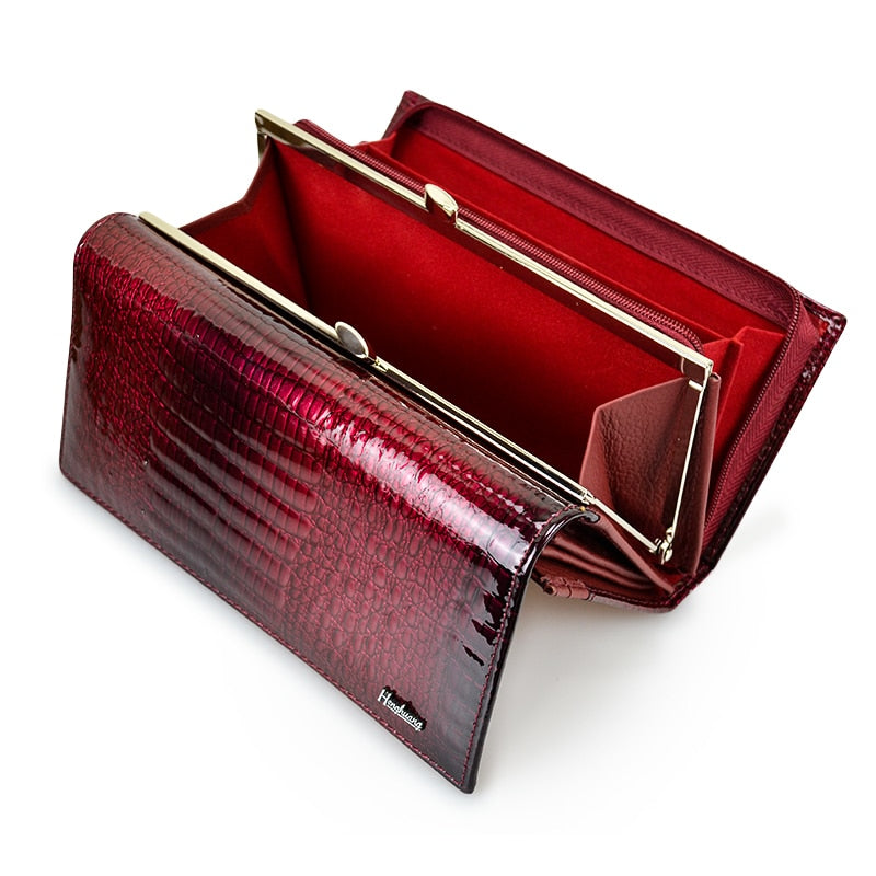 HH Genuine Leather Women&#39;s Wallet Alligator Long Hasp Zipper Wallet Ladies Clutch Money Bag New Female Luxury Coin Purses