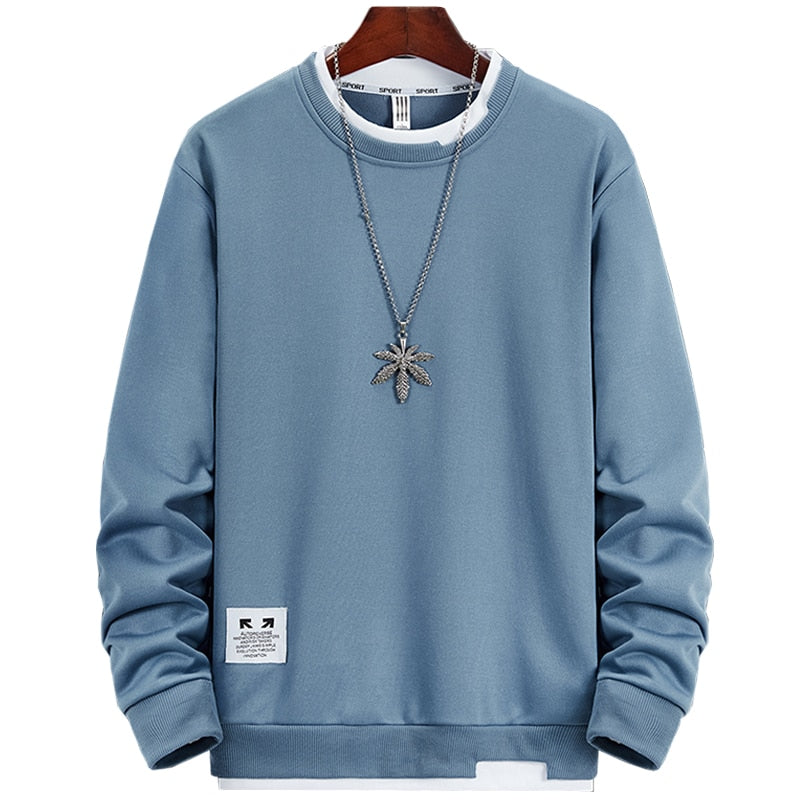 EAEOVNI Autumn Mens Sweatshirt O-Neck Long Sleeve Male Hoodies Solid Color Casual Hip-Hop Streetwear Men Pullover Fashion