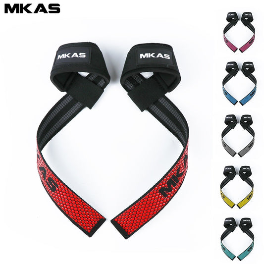 MKAS Weight lifting Wrist Straps Fitness Bodybuilding Training Gym lifting straps with Non Slip Flex Gel Grip