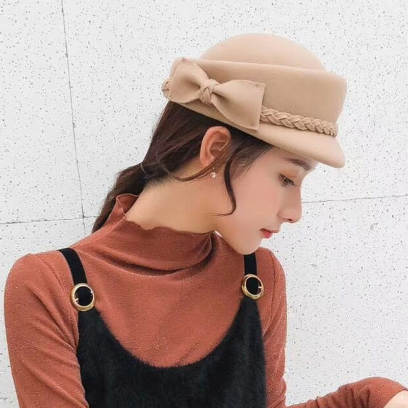 100% wool beret winter berets women winter felt beret Floral Women Felt French Beret Beanie fedora hat Beanie Winter Flower