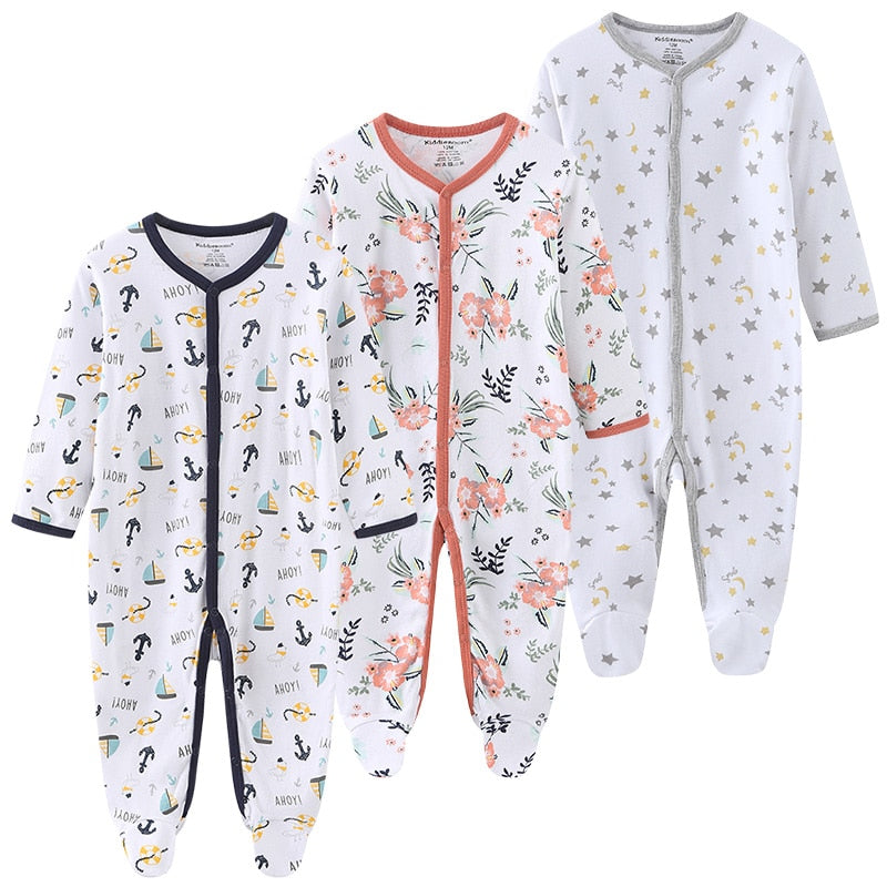 Baby Clothes 3Pcs/set Cotton Newborn Boy Girl Romper 2021 Long Sleeve Infantil Clothing Spring Animal Baby Pajama roupas de bebe