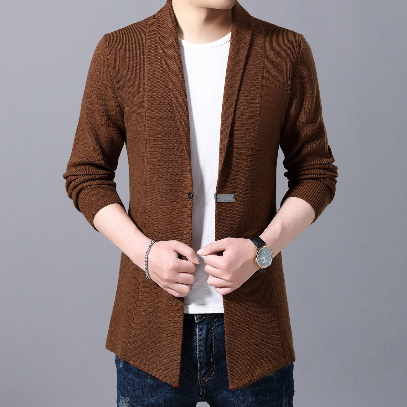 Cardigan Mens Sweaters Spring Autumn Men Casual Cardigan Jacket Man Solid Color Long Sweater Windbreaker Single Button Coats