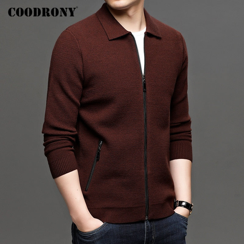 COODRONY Brand Cardigan Men Fashion Streetwear Sweater Coat Men Autumn Winter New Arrival Thick Warm Wool Cardigans Pocket C1197