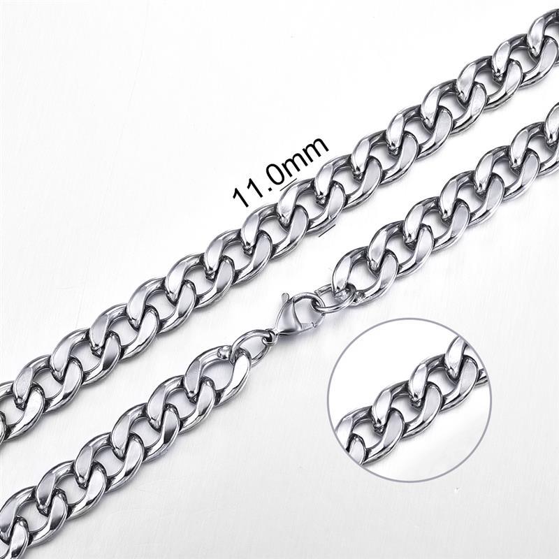 Stainless Steel Chain Necklace for Men Women Curb Cuban Link Chain Gold Color Silver Color Punk Choker Fashion Male Jewelry Gift