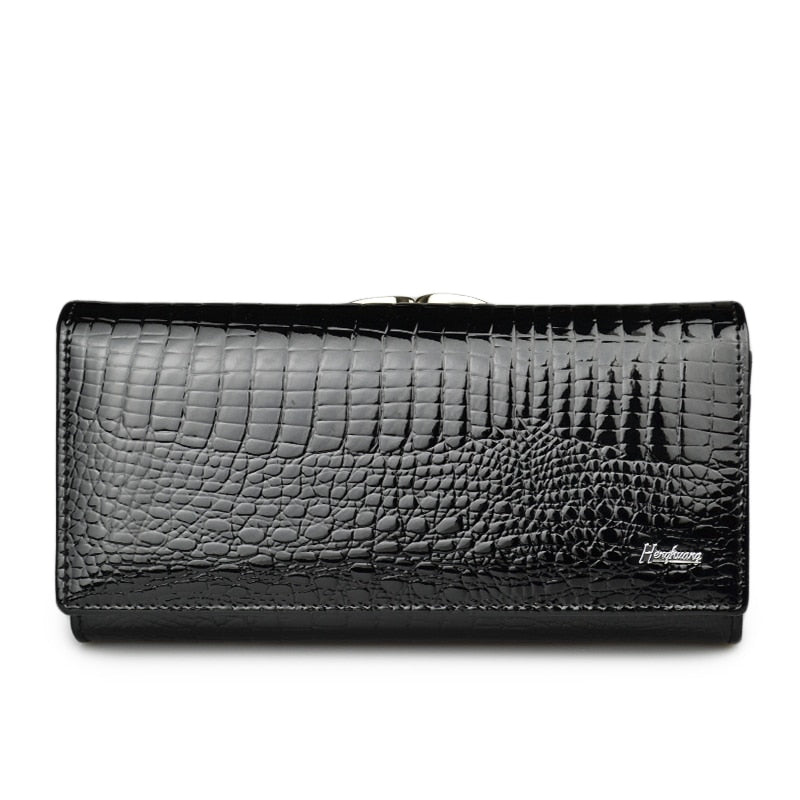 HH Genuine Leather Women&#39;s Wallet Alligator Long Hasp Zipper Wallet Ladies Clutch Money Bag New Female Luxury Coin Purses