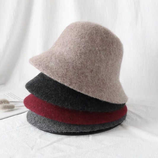 Autumn Winter Wool Bucket Hat Women Fashion Vintage Fisherman Hats Versatile Cap Spring Felt Hat 6 Colors Foldable free shipping