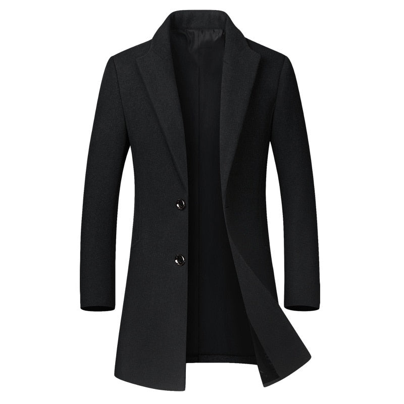 Winter Wool Jacket Men&#39;s High-quality Wool Coat casual Slim collar wool coat Men&#39;s long cotton collar trench coat