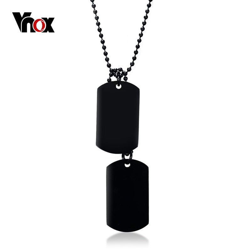 Vnox Stainless Steel Double Dog Tag Necklace for Men High Polished Pendant ID Men Jewelry 24&quot; Chain Necklace