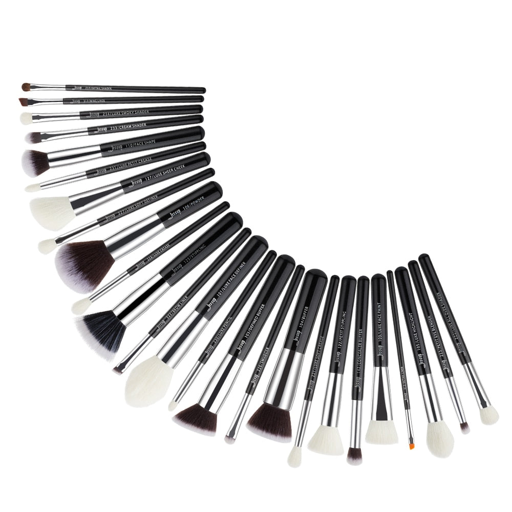 Jessup Makeup Brushes Set Synthetic-Natural Hair Foundation Powder Blush Eyeshadow Blender Liner Beauty Cosmetic Kit 6-25pcs