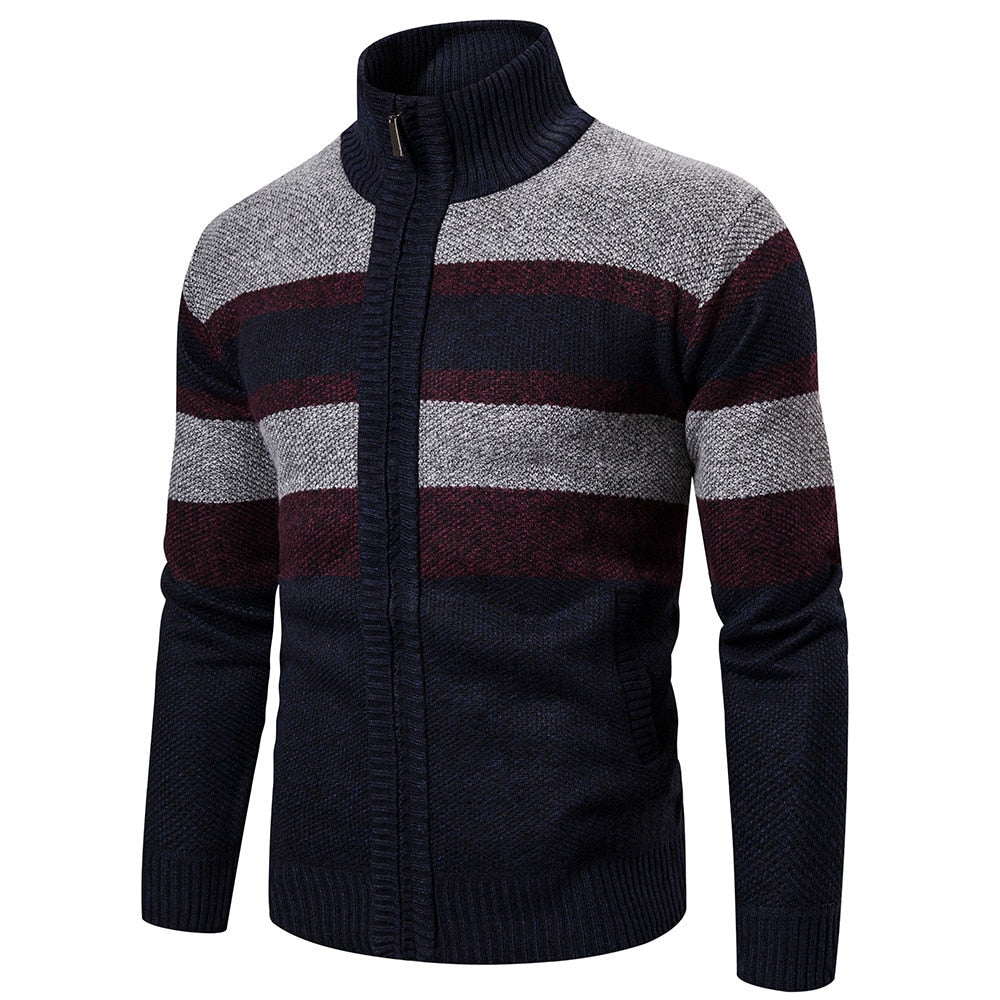 New Autumn Winter Cardigan Men Sweaters Jackets Coats Fashion Striped Knitted Cardigan Slim Fit Sweaters Coat Mens Clothing 2021