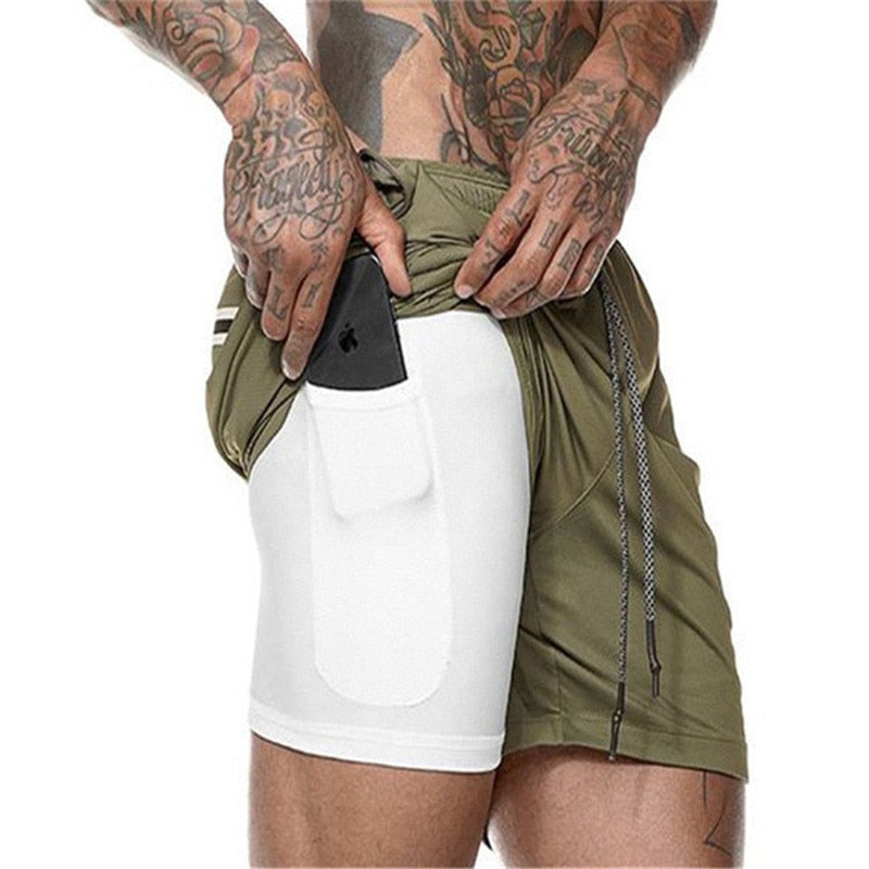 2022 NEW Men&#39;s Running Shorts Mens 2 in 1 Sports Shorts Male double-deck Quick Drying Sports men Shorts Jogging Gym Shorts men