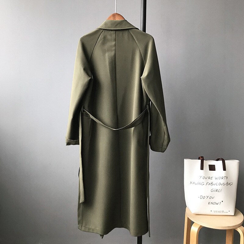 ZURICHOUSE UK Style Vintage Elegant Women&#39;s Windbreaker With Belt Fashion Split Long Overcoat Female Casual Chic Trench Coat