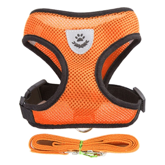 Cat Dog Harness Adjustable Vest Walking Lead Leash For Puppy Dogs Collar Polyester Mesh Harness For Small Medium Dog Cat Pet