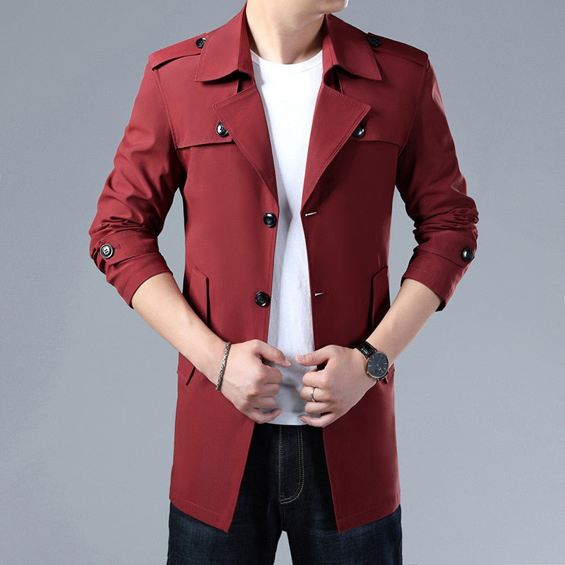 Thoshine Brand Spring Autumn Men Trench Coats Superior Quality Buttons Male Fashion Outerwear Jackets Windbreaker Plus Size 3XL