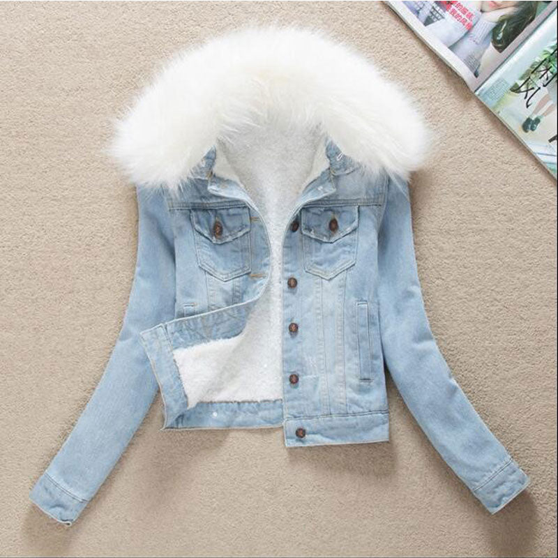 2022 Winter Jeans Jackets Plus Velvet Warm Parka Outerwear Women Cashmere Cotton Coat Girl Fashion Denim Jacket Coat LJ162