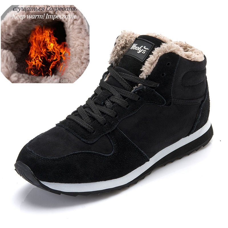 Men Boots Men Winter Shoes Plus Size 48 Keep Warm Ankle Botas Hombre Leather Winter Boots Shoes Men Plush Winter Sneakers Mens