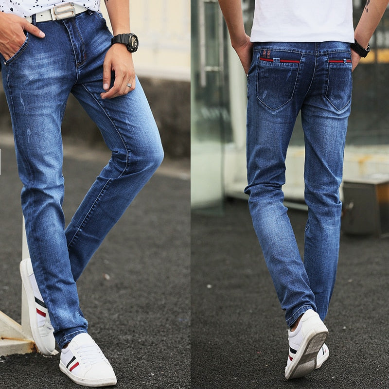 Jeans men&#39;s 2021 new slim jeans, high-quality casual stretch trousers men&#39;s clothing, fashion Korean straight versatile jeans