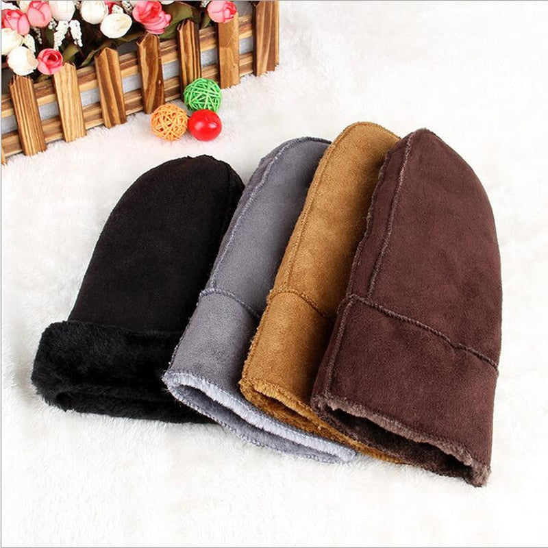 Mens Womens Faux Sheepskin Leather Gloves Heated Fur Mittens Suede Leather Winter Outdoor Thick Warm Cashmere Gloves G130