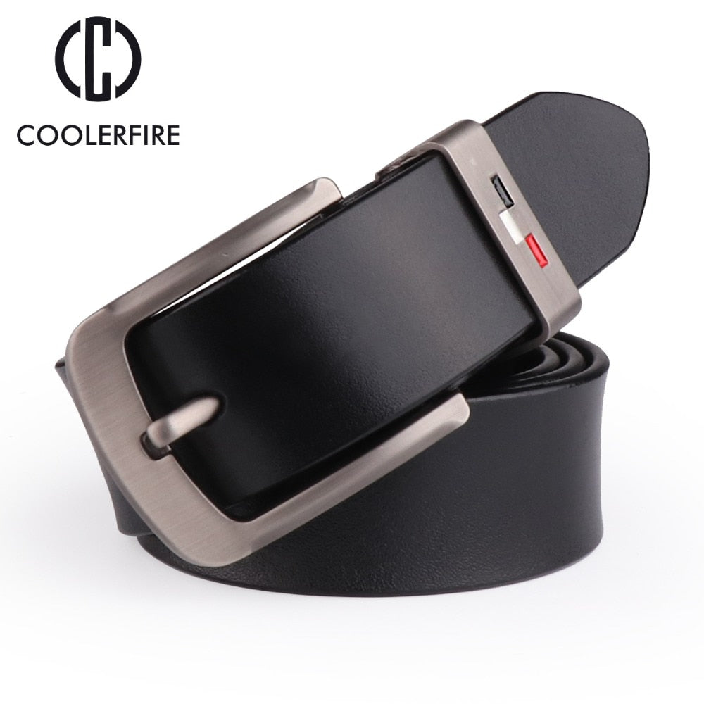 COOLERFIRE  New Men genuine leather belts high quality vintage style male strap classic jeans leather belts for men 051