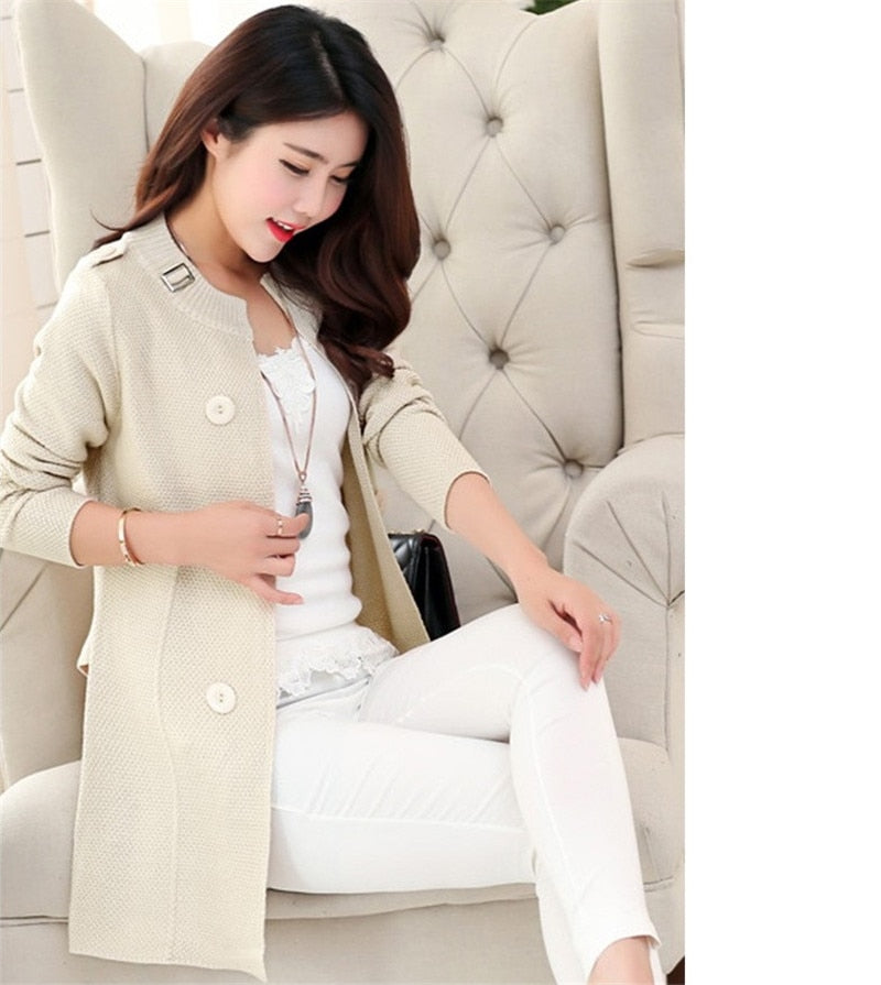 2022 New Fashion Autumn Spring Women Sweater Cardigans Casual Warm Long Design Female Knitted Coat Cardigan Sweater Lady L63