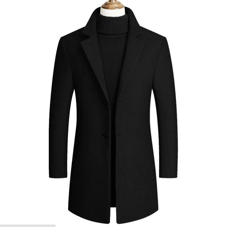 Winter Wool Jacket Men&#39;s High-quality Wool Coat casual Slim collar wool coat Men&#39;s long cotton collar trench coat