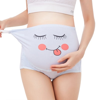 825# Cartoon Printed Cotton Maternity Panties High Waist Adjustable Belly Underwear Clothes for Pregnant Women Pregnancy Briefs