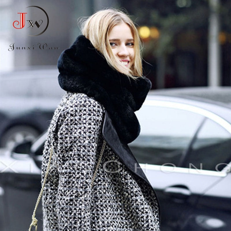 Rabbit Fur Winter Scarf Women Faux Fur Collar Ring Scarves Lady Pashmina Wraps Shawls Winter Bandana foulard Cashmere ST0008