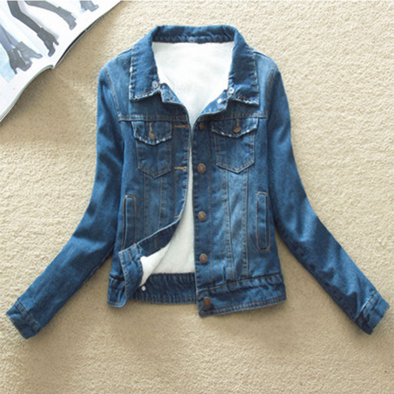 2022 Winter Jeans Jackets Plus Velvet Warm Parka Outerwear Women Cashmere Cotton Coat Girl Fashion Denim Jacket Coat LJ162