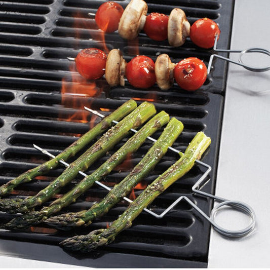 BBQ Accessories 8'' 20.5cm 4-8pcs Stainless Steel BBQ Skewer set Double Veggie Raft Wide Barbecue Skewers Grill Clips Needle