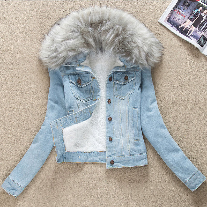 2022 Winter Jeans Jackets Plus Velvet Warm Parka Outerwear Women Cashmere Cotton Coat Girl Fashion Denim Jacket Coat LJ162